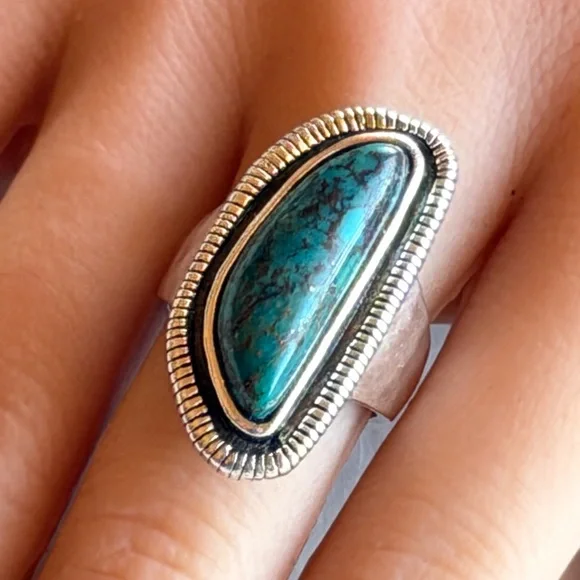Vintage Silpada 925 Sterling Silver Auth Turquoise Ring |Size 7 | R3482 “Ripple” - Picture 6 of 16